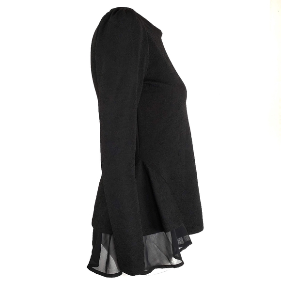 MFN Black Textured Tunic Top Flared Bottom - Picture 3 of 6